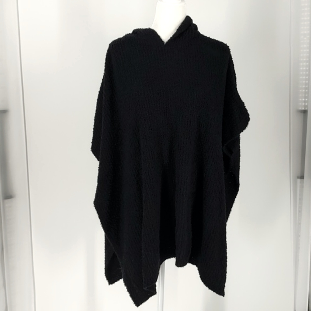 Charter Club Women's Black Poncho with Hood one size,